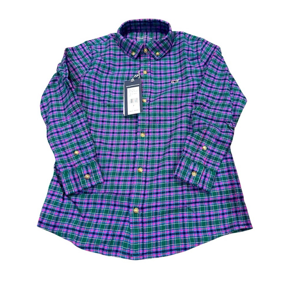 NWT Vineyard Vines Boys Flannel Button Down Size 7